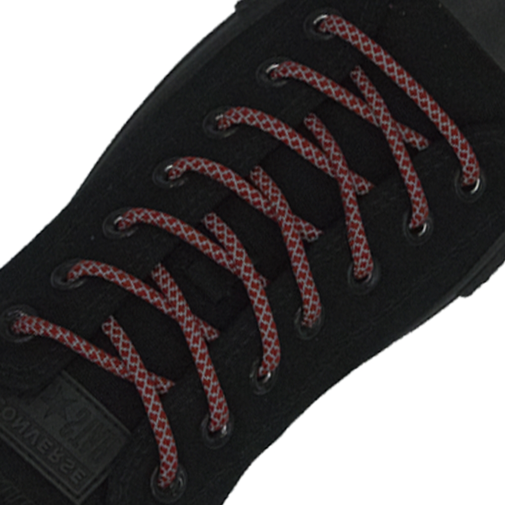 Reflective Shoelaces Round Dark Red - Ø5mm Cross