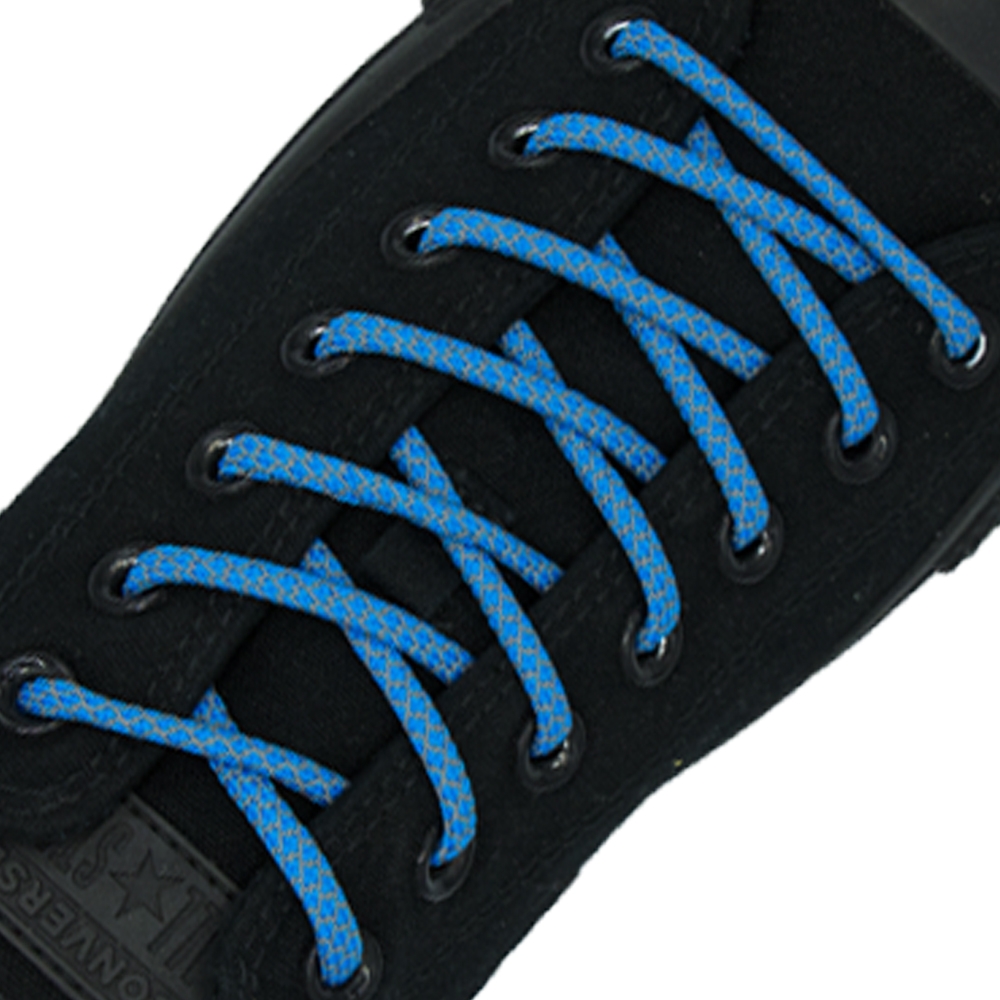 Reflective Shoelaces Round Light Blue - Ø5mm Cross