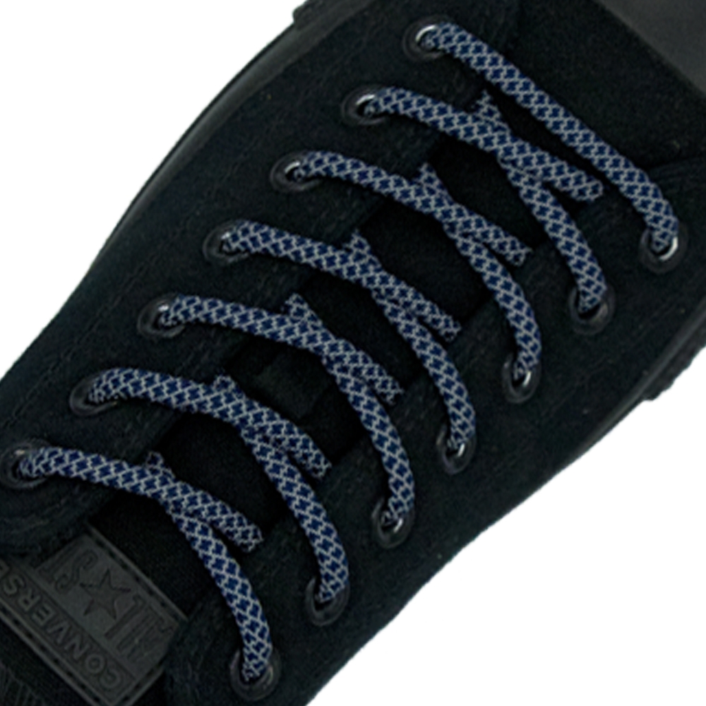 Reflective Shoelaces Round Navy Blue - Ø5mm Cross