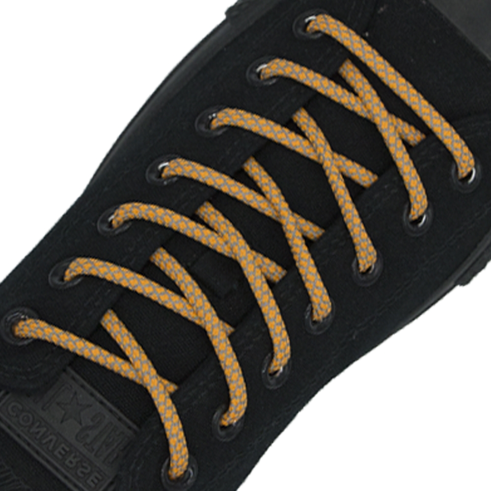 Reflective Shoelaces Round Orange - Ø5mm Cross