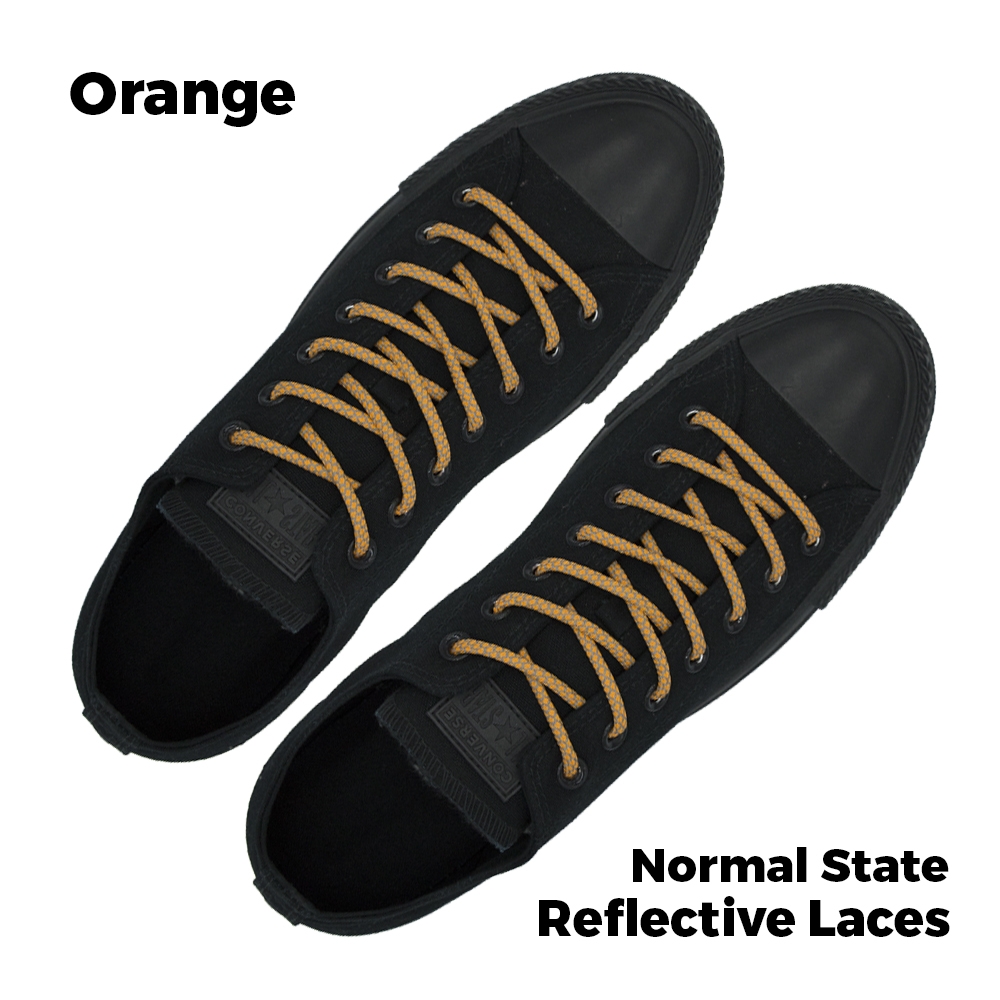 Reflective Shoelaces Round Orange 100 cm - Ø5mm Cross