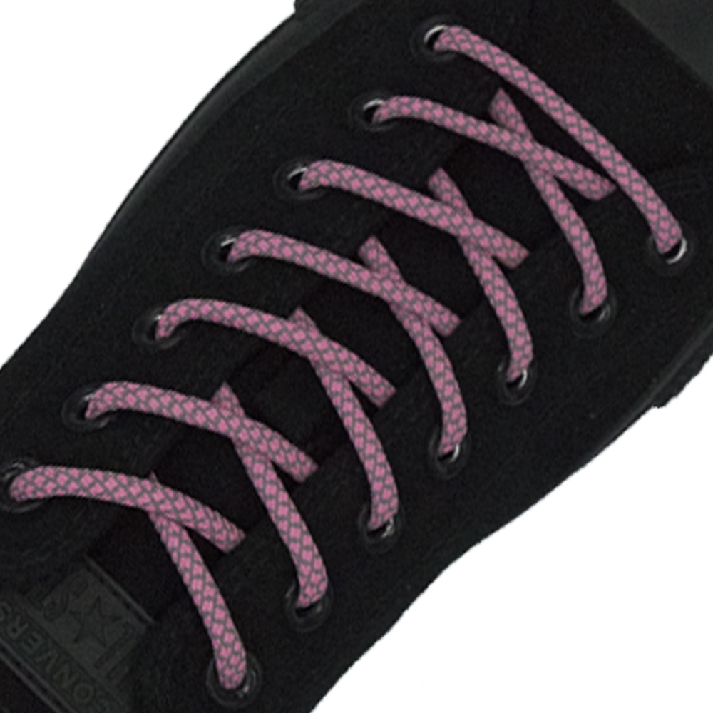 Reflective Shoelaces Round Pink - Ø5mm Cross