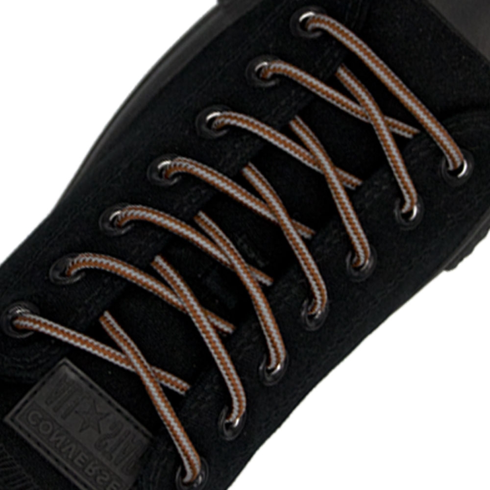 Two Tone Reflective Bootlace Shoelace Bronze Grey - Ø4mm STRIPE