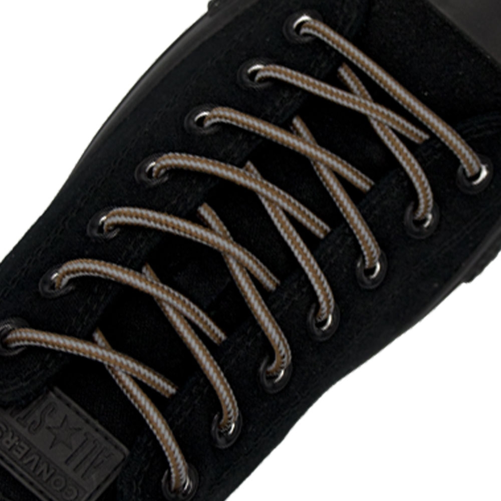 Two Tone Reflective Bootlace Shoelace Brown Grey - Ø4mm STRIPE