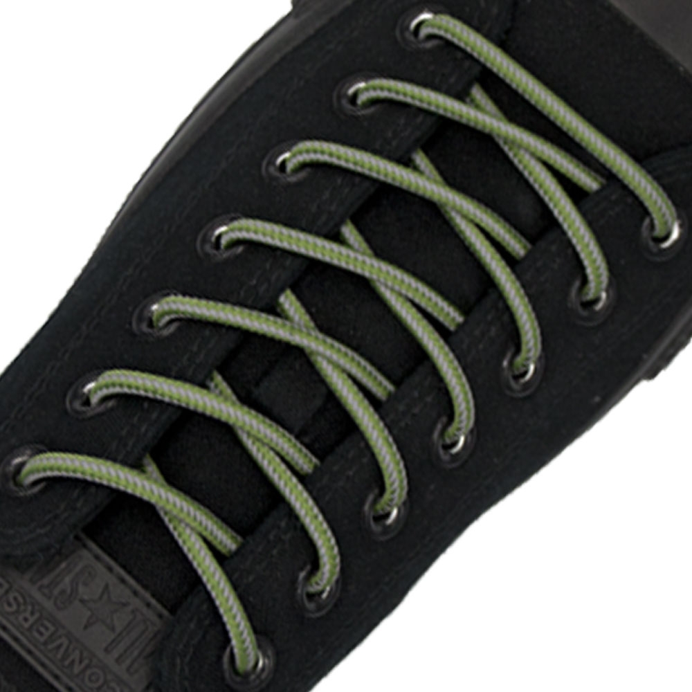 Two Tone Reflective Bootlace Shoelace Green Grey - Ø4mm STRIPE