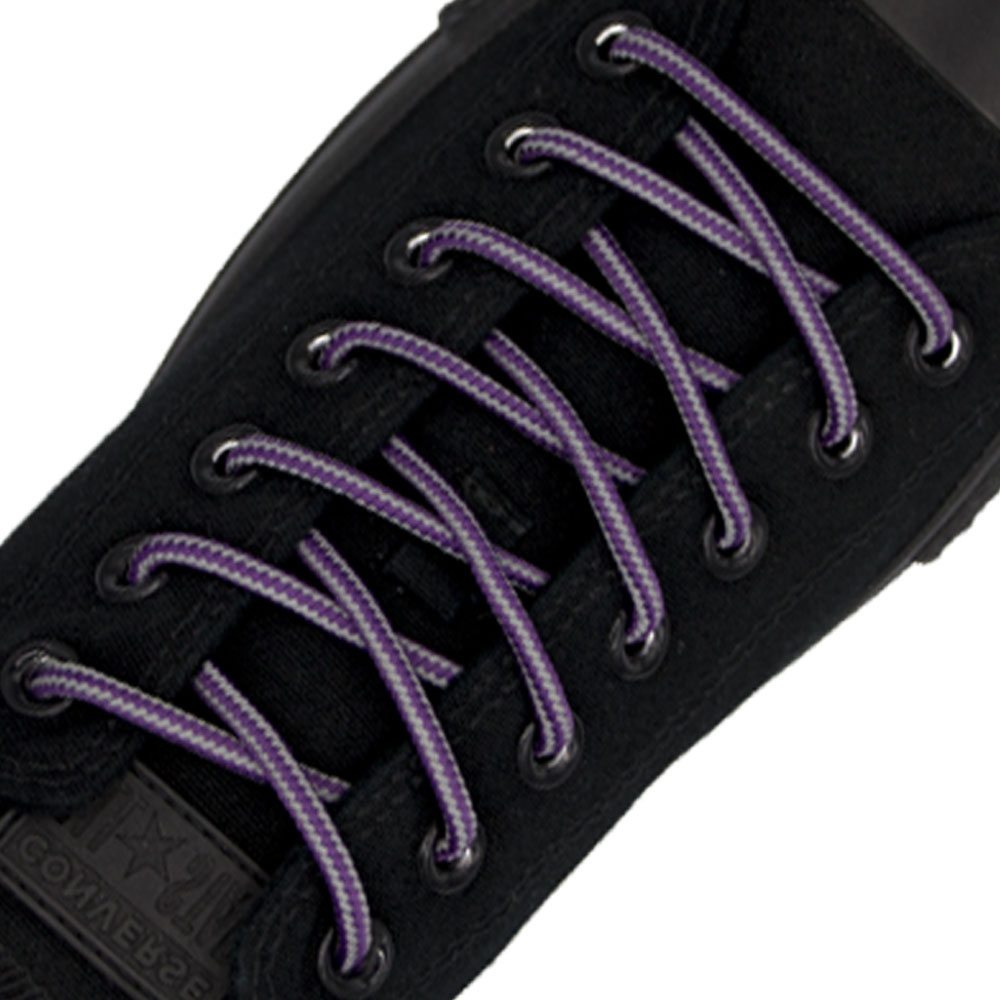 Two Tone Reflective Bootlace Shoelace Purple Grey - Ø4mm STRIPE