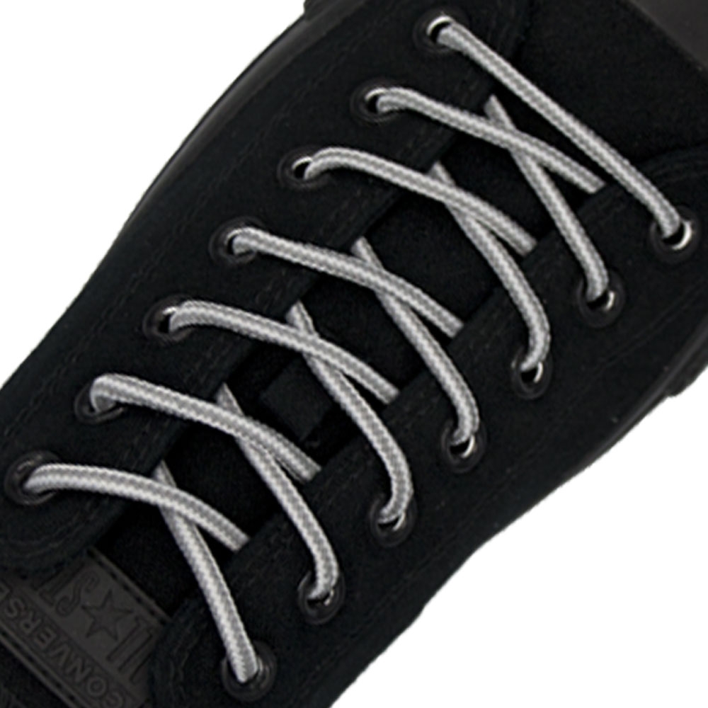 Two Tone Reflective Bootlace Shoelace White Grey - Ø4mm STRIPE
