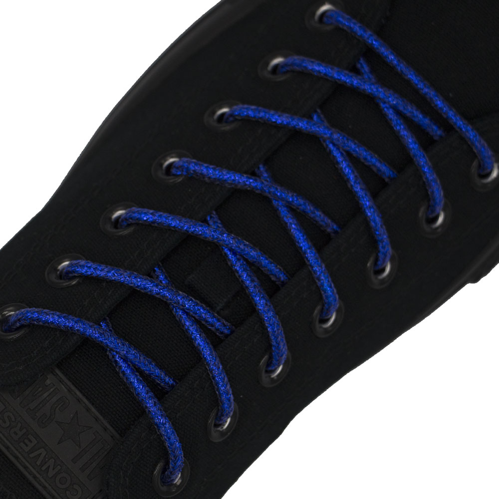 Royal Blue Round Glitter Shoelaces