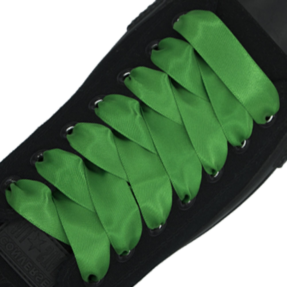 Satin Ribbon Shoelaces - Classical Green 2cm Width