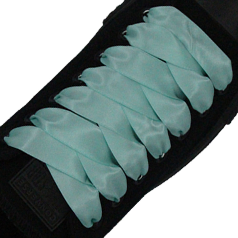 Aqua Satin Shoelaces - 20mm Wide