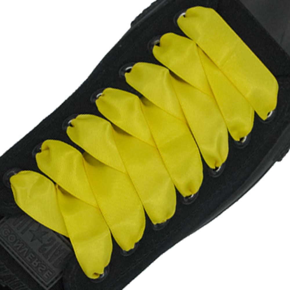 Satin Ribbon Shoelaces - Maize Yellow 2cm Width