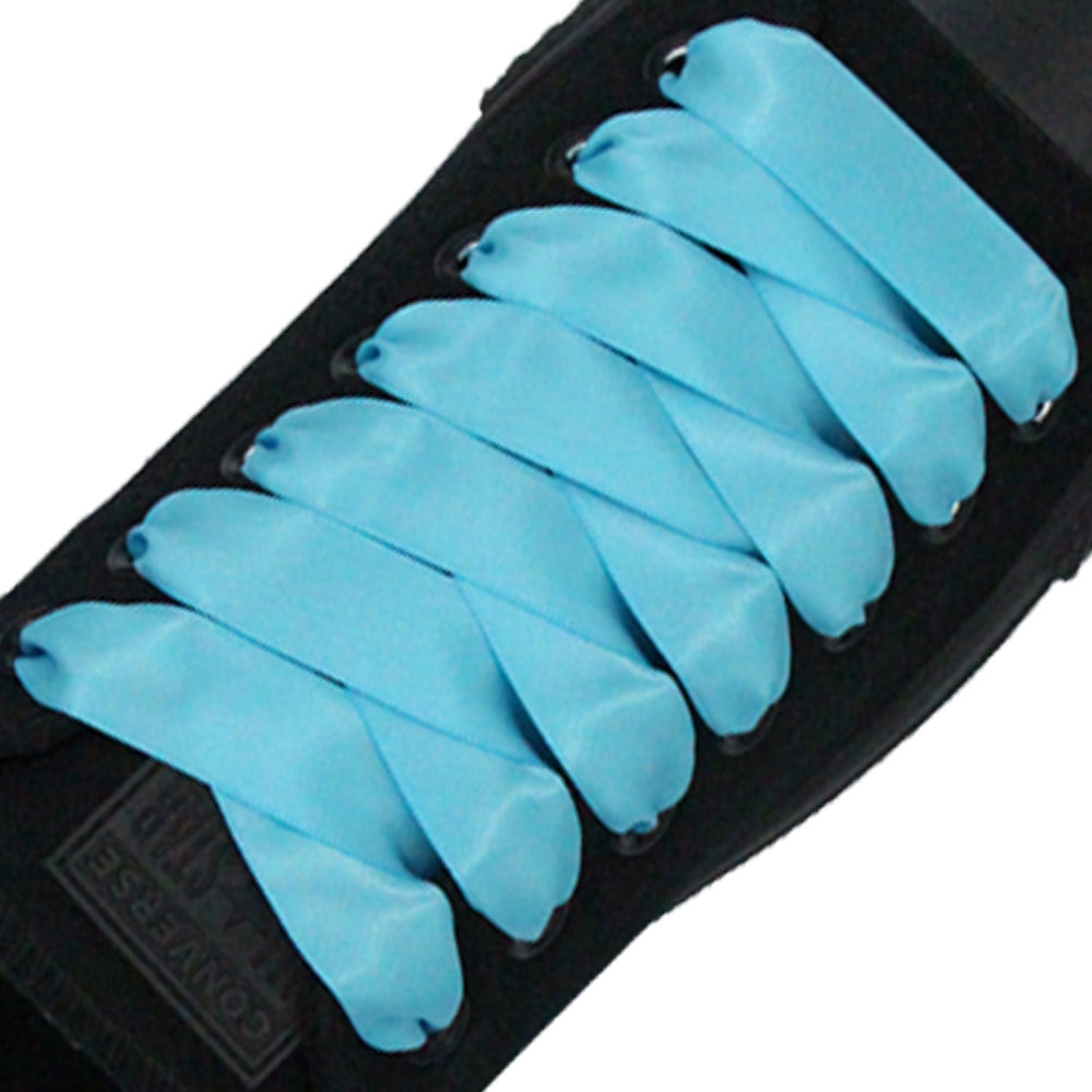 Satin Ribbon Shoelaces - Misty Turquoise 2cm Width