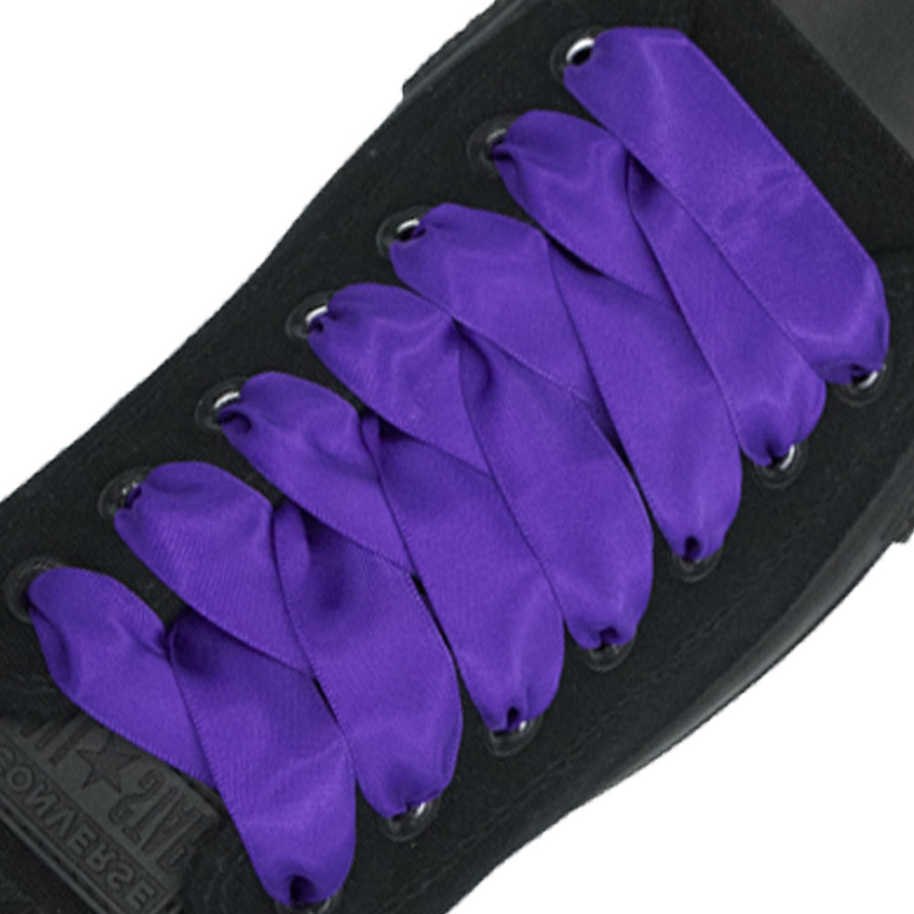 Satin Ribbon Shoelaces - Purple 2cm Width