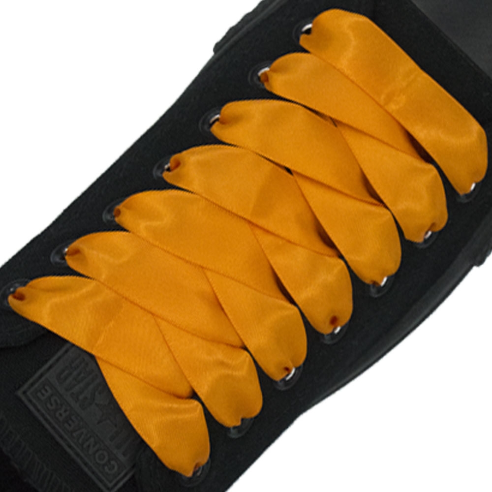 Satin Ribbon Shoelaces - Russet Orange 2cm Width