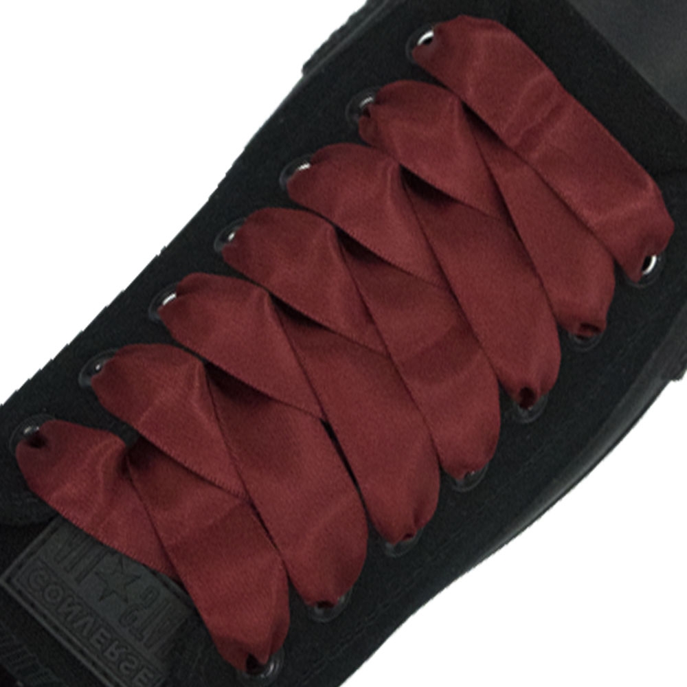 Satin Ribbon Shoelaces - Sherry Red 2cm Width