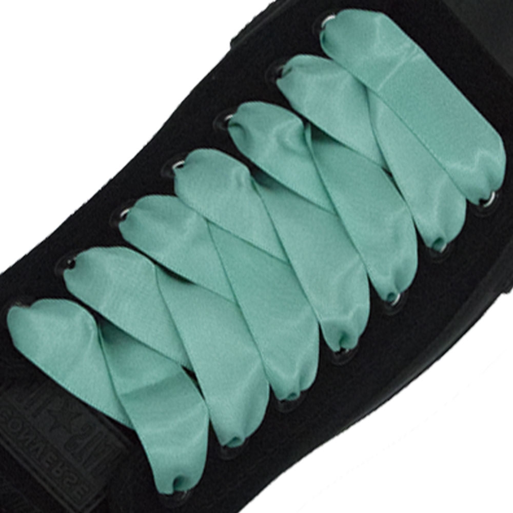 Satin Ribbon Shoelaces - Tropic Green 2cm Width