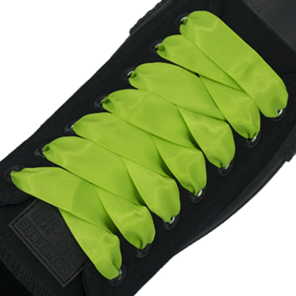 Satin Ribbon Shoelaces - Jasmine Green 2cm Width