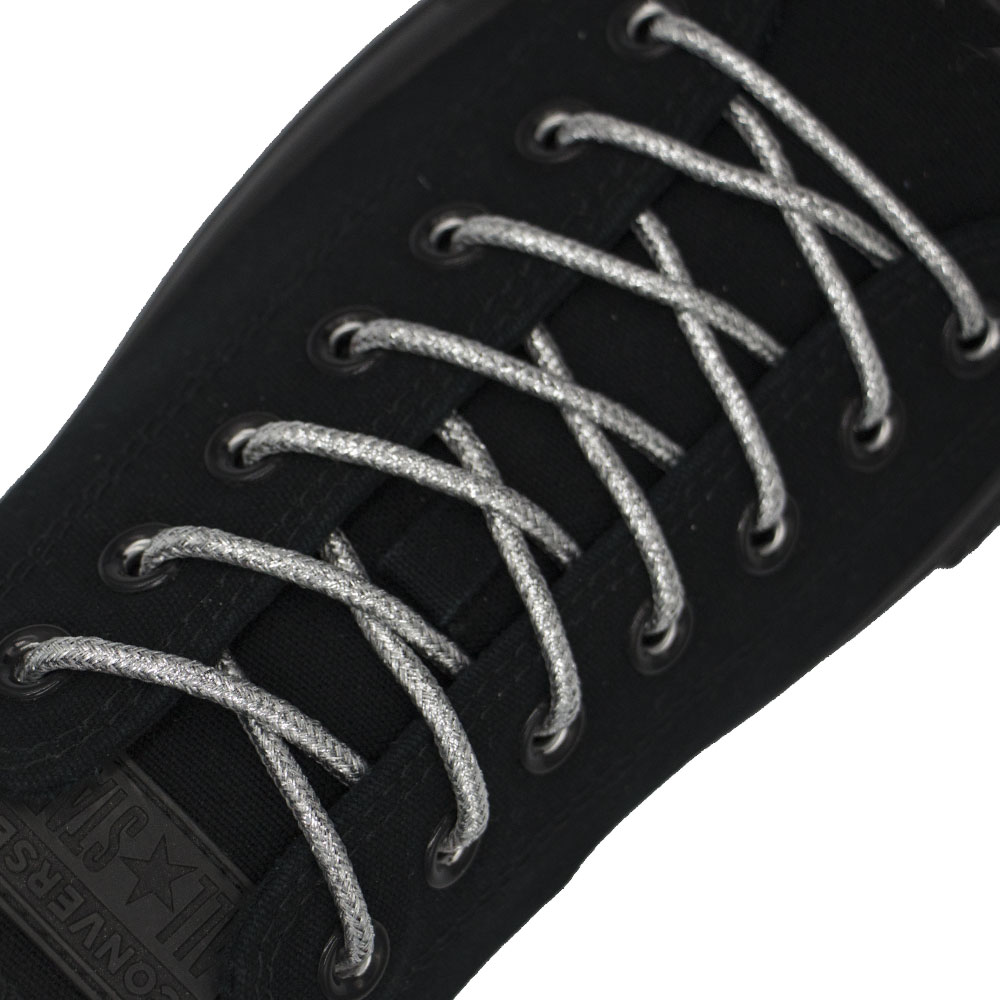 Silver Round Glitter Shoelaces