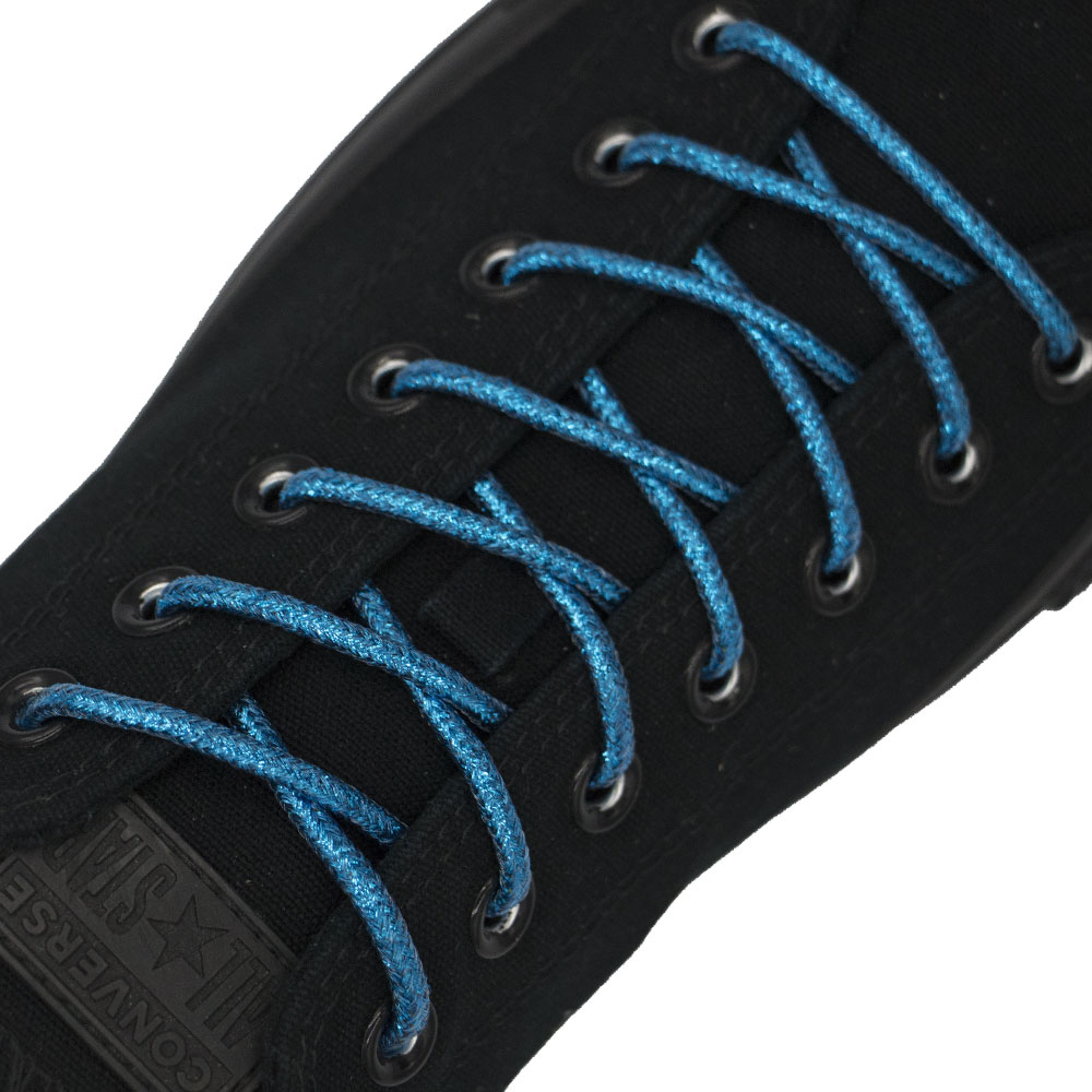 Sky Blue Round Glitter Shoelaces