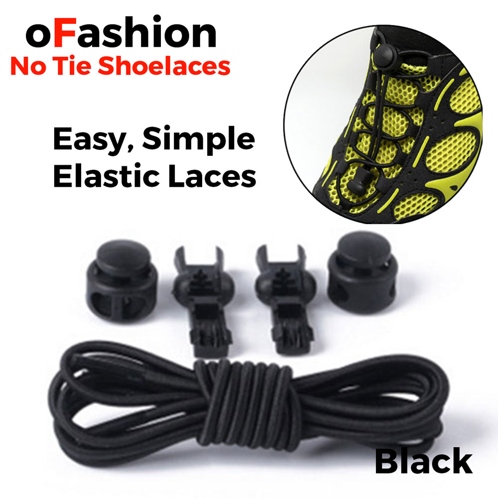 Smart Lock Elastic Shoelaces Black - Button and End Caps - Main Page