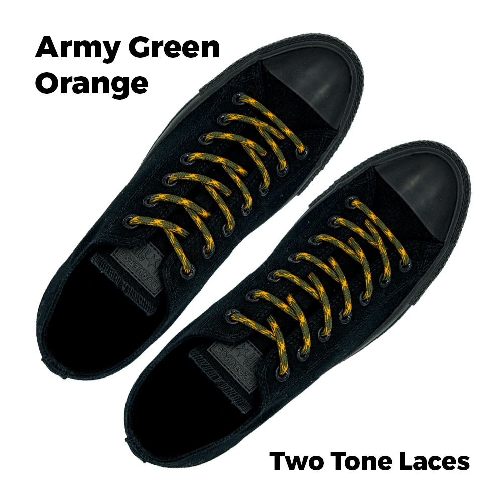 Two Tone Bootlace Shoelace Army Green Orange 100cm