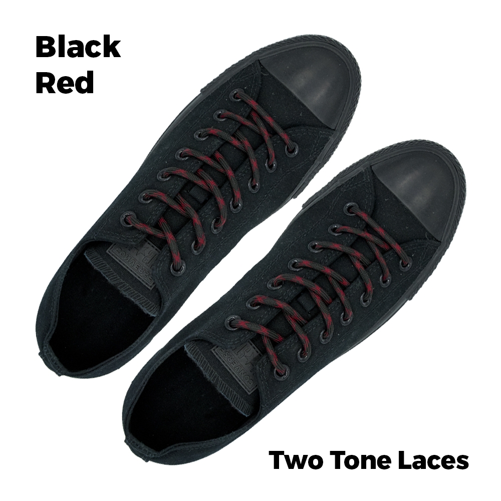 Two Tone Bootlace Shoelace Black Red 100cm