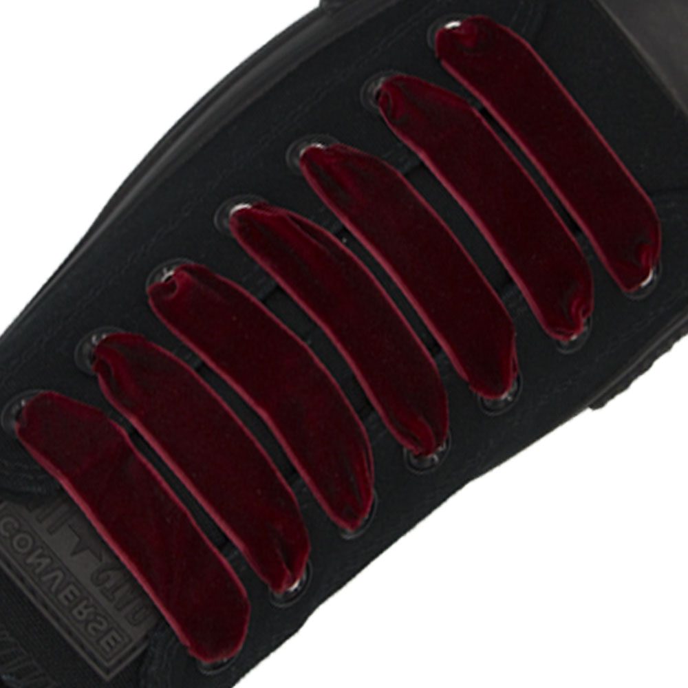 Dark Red Velvet Shoelace - 15mm Flat