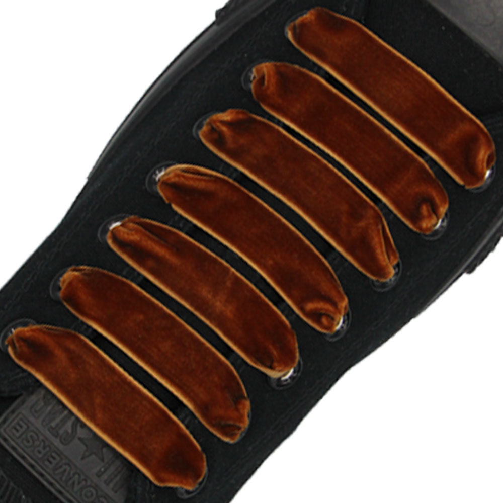 Brown Velvet Shoelace - 15mm Flat