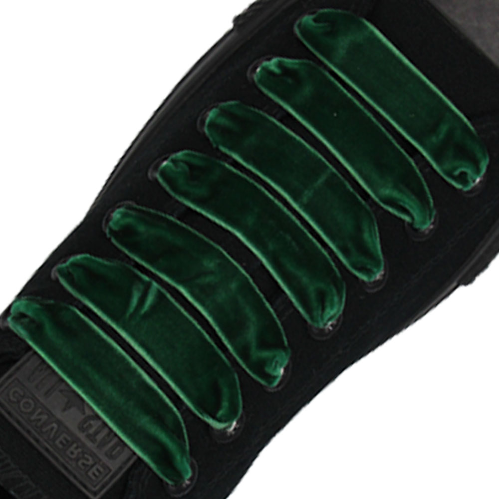 Green Velvet Shoelace - 15mm Flat
