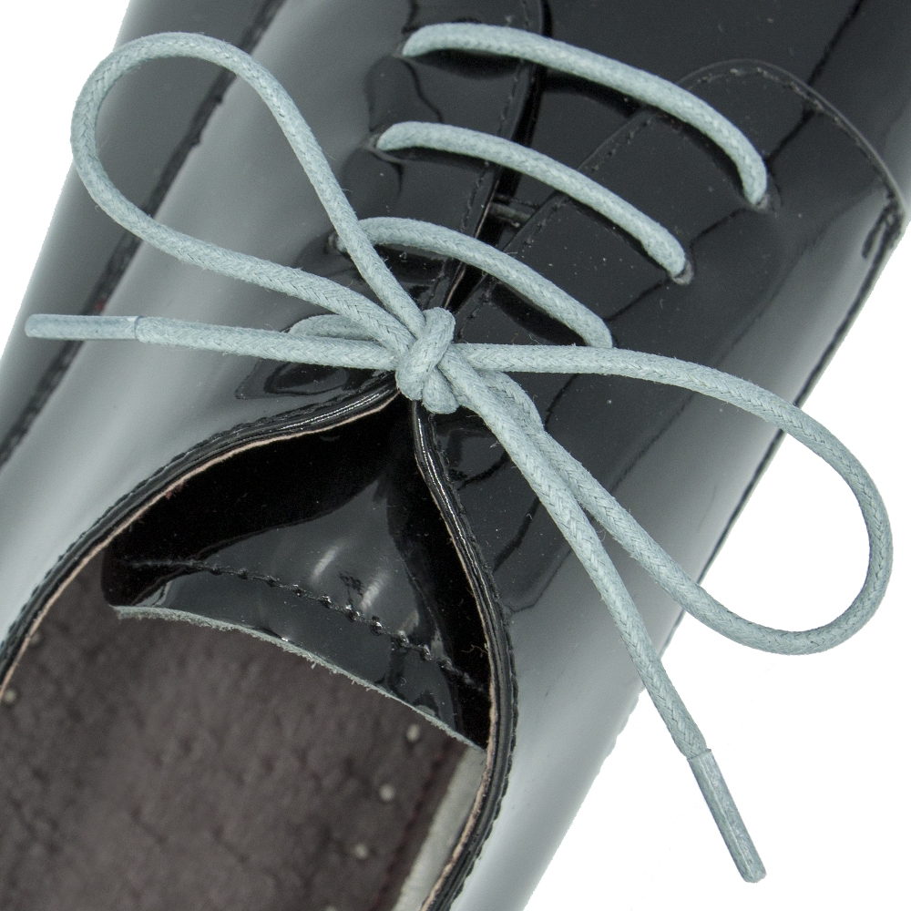 Waxed Cotton Dress Shoelaces - Grey 60cm Length 2mm Round