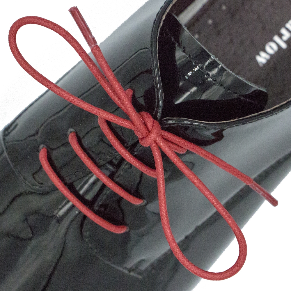 Waxed Cotton Dress Shoelaces - Red 60cm Length 2mm Round