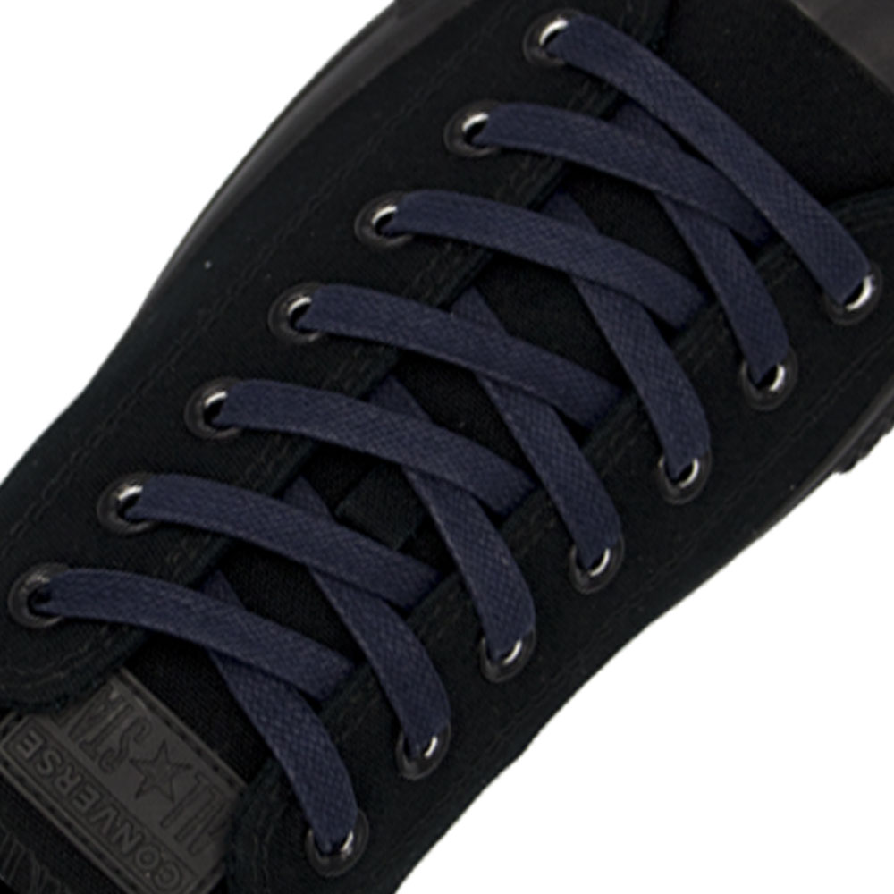 Wax Shoelaces Flat - Dark Blue 7mm