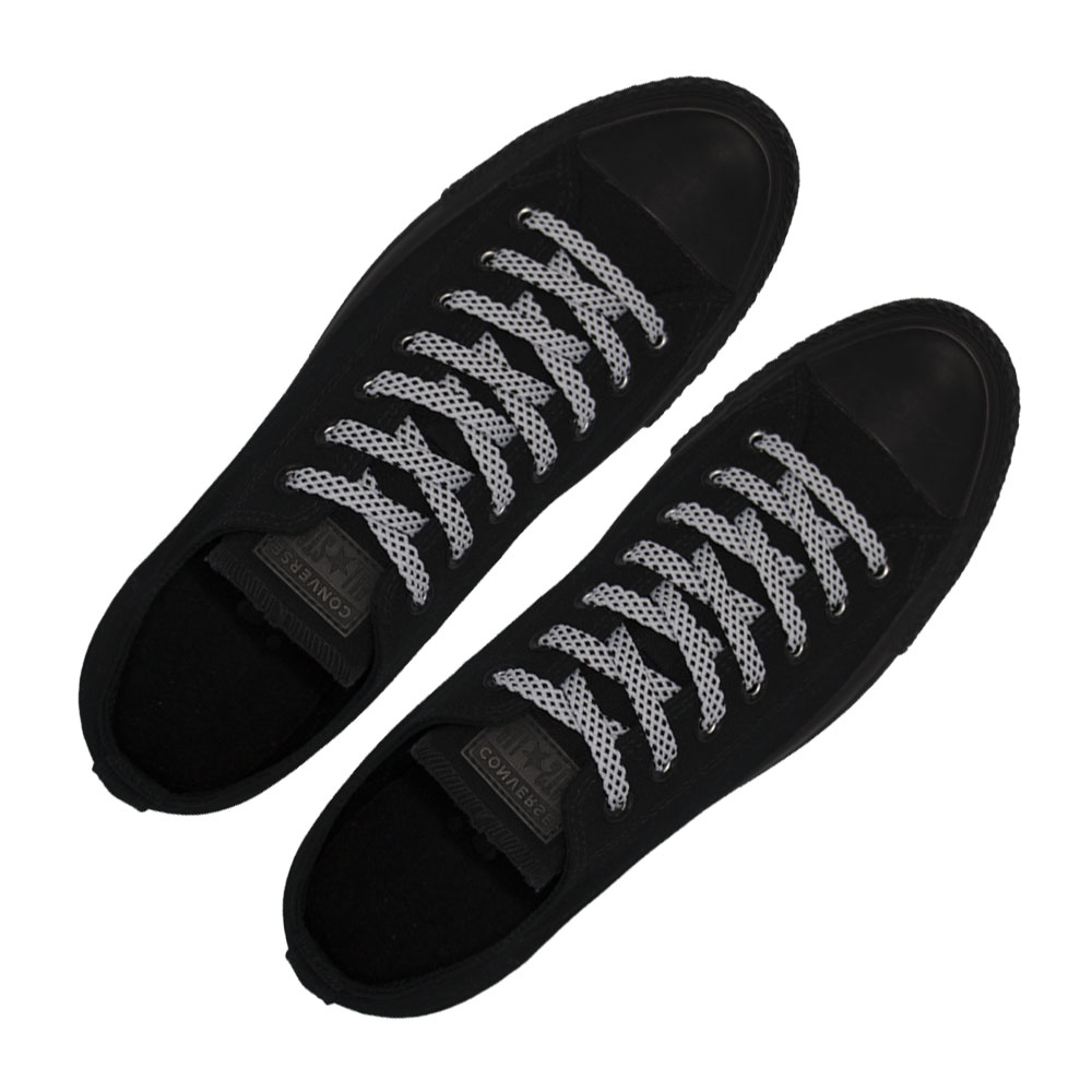 Spotted Shoelace - White with Black Spots Flat Length 120 cm Width 1cm