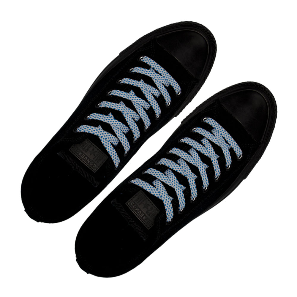 Spotted Shoelace - White with Blue Spots Flat Length 120 cm Width 1cm