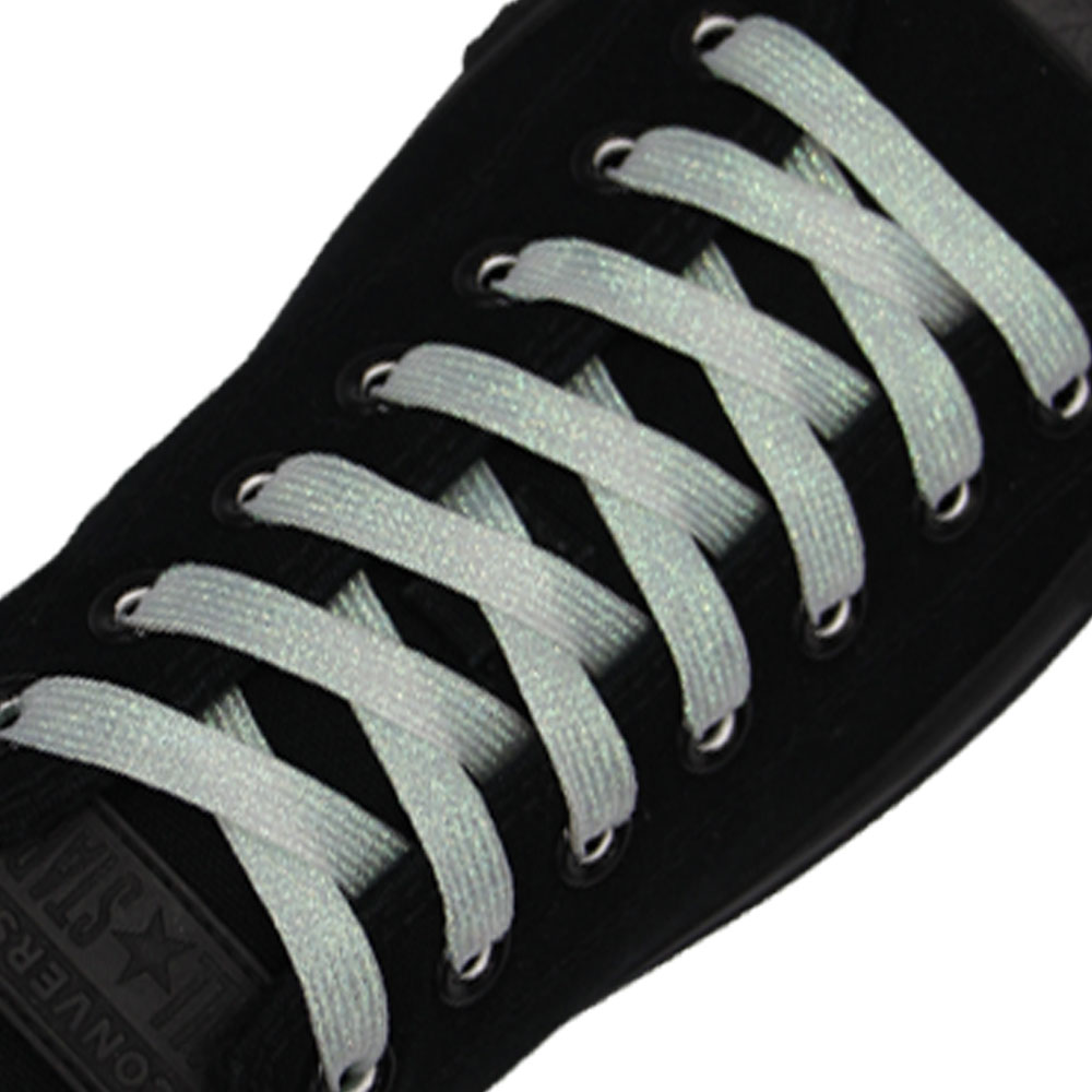 Glitter Shoelace - White 50cm Length 10mm Width