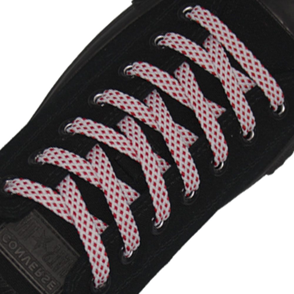 Spotted Shoelace - White with Red Spots Flat Width 1cm